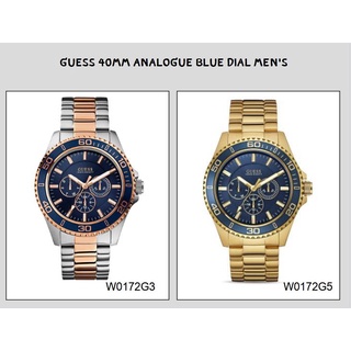 GUESS 40mm STEEL W0172G5 Mens Mutlifunction Gold-Tone Blue Dial ของแท้ประกันศูนย์