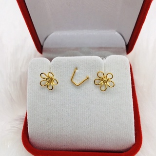 ทองคำแท้ 9k ตุ้มหูดอกไม้ 🔯 มีใบรับ ประกัน สินค้าจากทางร้าน