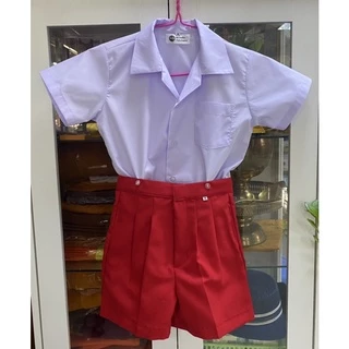 ชุดนักเรียนอนุบาลชาย หญิง สีกรมอ่อน,สีแดง