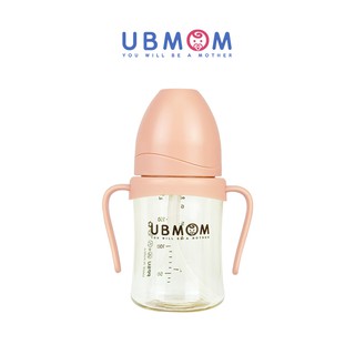 UBMOM PPSU ขวดหัดดื่ม สำหรับเด็ก พร้อมหลอด 200 มล. ตรายูบีมัม (สีชมพู สตรอวเบอร์รี่)