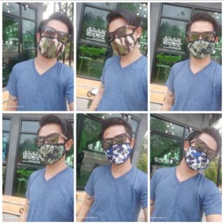 พร้อมส่ง*** #ใส่แผ่นกรองได้ หนานุ่ม ใส่สบาย ไม่เจ็บ mask ผ้านุ่ม หน้ากากผ้า ซักได้ ลายทหาร