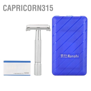 Capricorn315 มีดโกนหนวดเครา ขอบคู่ คลาสสิก พร้อมเคส สําหรับผู้ชาย