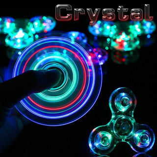 Crystalfluorescence Hand Spinner Tri Fidget 3D EDC ลูกบอลเรืองแสง ของเล่นสําหรับเด็ก/ผู้ใหญ่