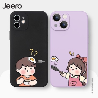 Jeero เคสคู่ เคสไอโฟน คู่รัก ขอบเหลี่ยมกันกระแทกซิลิโคนนุ่มการ์ตูนน่ารักตลก เคสโทรศัพท์ Compatible for iPhone 15 14 13 12 11 Pro Max SE 2020 X XR XS 8 7 ip 6S 6 Plus HFE1091