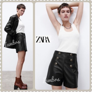 🔥💥Zara กางเกงหนังขาสั้นสีดำ ☑️