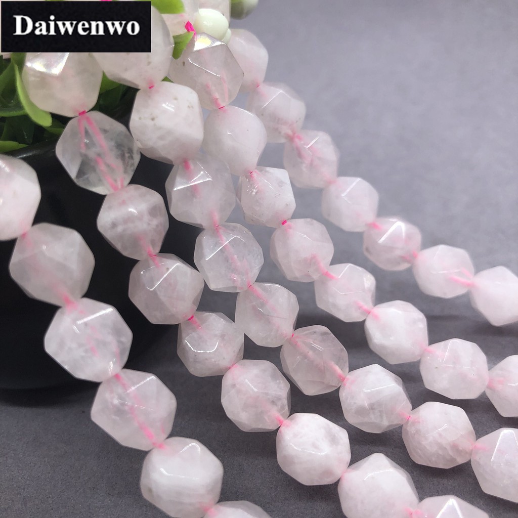 Rose Quartz Beads โรสควอตซ์ลูกปัด 6-12 มิลลิเมตรเหลี่ยมเพชรพลอยหินธรรมชาติตัดหลวมอัญมณีเรขาคณิต DIY
