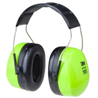 รุ่นใหม่ 3M ครอบหูลดเสียง Earmuff Optime 105 H10A HV สีเขียวสะท้อนแสงเวลากลางคืน