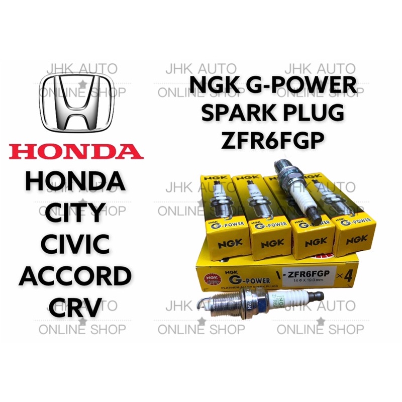 HONDA CITY CIVIC ACCORD CRV NGK G-POWER SPARK PLUG ZFR6FGP 4 ชิ้น