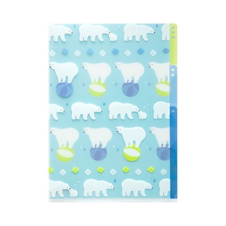 MIDORI 3 Pockets Clear Folder &lt;A5&gt; Polar Bear (D35306006)/ แฟ้ม 3 ช่อง ขนาด A5 ลายหมีขั้วโลก แบรนด์ MIDORI ประเทศญี่ปุ่น