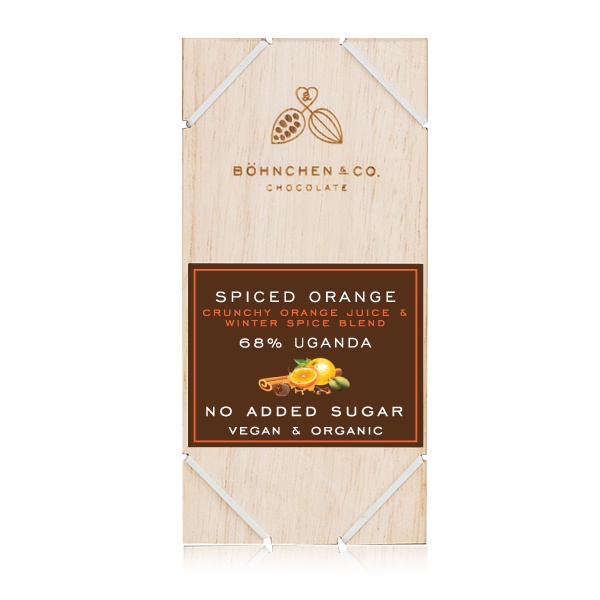 Böhnchen & Co. DARK CHOCOLATE BARS ORANGE & SPICED/ ดาร์กช็อกโกแลต 68%รสส้ม&เครื่องเทศ