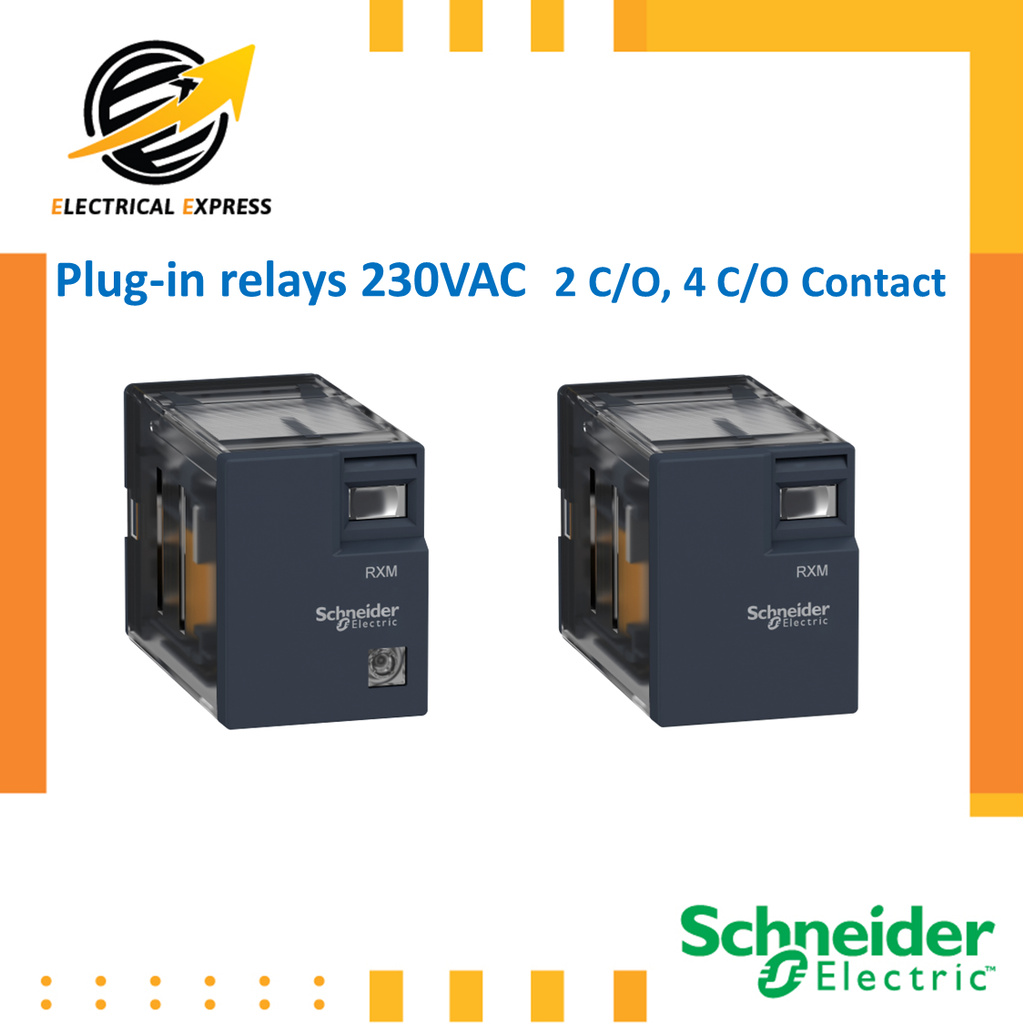 Plug-in relays 230VAC  2C/O, 4C/O Contact/รีเลย์/RXM/ปลั๊กอินรีเลย์ 2คอนแทค, 4คอนแทค/Scnneider