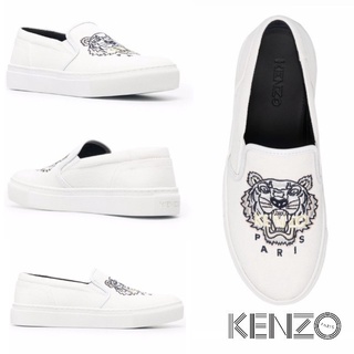 [เก็บ code ลดเพิ่ม 1000 บาท]พร้อมส่งในไทย📦รองเท้า Kenzo Tiger Slip-on**Made in Spain(White) ของเเท้