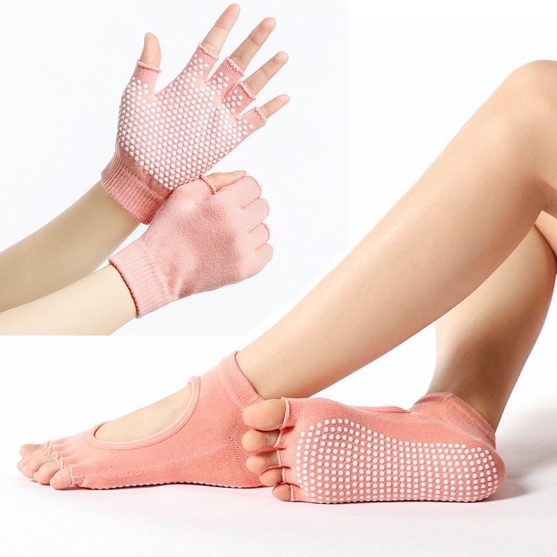 เกรดพรีเมี่ยม คุณภาพดีที่สุด🥇 ถุงเท้า ถุงมือโยคะ มีปุ่มกันลื่น yoga socks