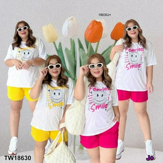 SS18630 set #bigsize 2 ชิ้น เสื้อยืดพิมพ์ลาย + กางเกงขาสั้น ..