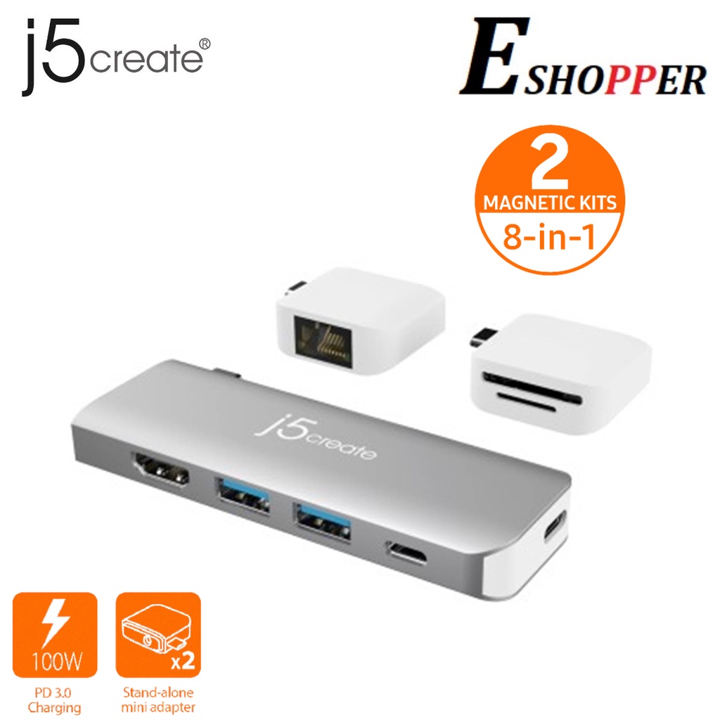 J5 CREATE JCD387ESK ULTRADRIVE KIT USB-C MODULAR DOCK 8-IN-1