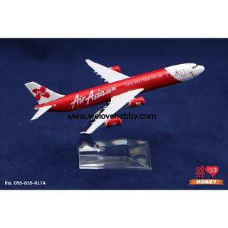 โมเดลเครื่องบิน Air Asia X (Airbus A340) 4 ไอพ่น สีแดง ไซส์เล็ก