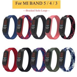 Elastc Braided Solo Loop Strap สร้อยข้อมือไนลอนแบบถอดเปลี่ยนได้สำหรับ Xiao Mi Mi Band 5 3 4 สายรัดข้อมือซิลิโคนไนลอนสำหรับ Miband M3 M4 M5 Miband Xiaomi Mi Band Xiaomi Mi Band Mi