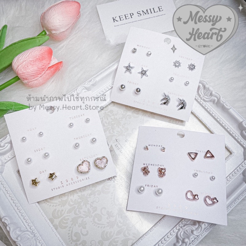 พร้อมส่ง ต่างหู/ต้มหูแบบ มินิมอล สไตล์ น่ารักสวยหรู ราคาเบาเบา