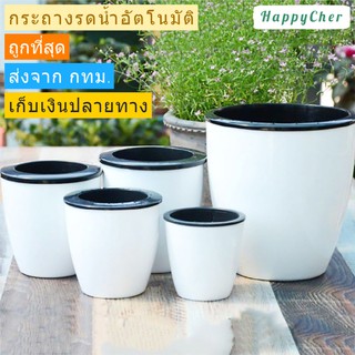 กระถาง​แบบทึบ กระถางต้นไม้ 2 ชั้น ​เก็บ​น้ำ​ได้​ รด​น้ำ​อัตโนมัติ​ ไม่ต้องรดน้ำเอง