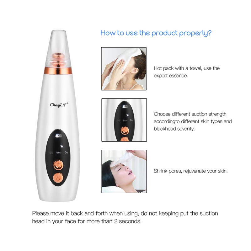CkeyiN 6 Tips Electric Blackhead Remover Vacuum Suction Acne Comedo