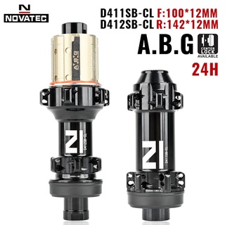 ดุมดิสก์เบรก 24 หลุม NOVATEC D411SB-CL D412SB-CL 411/412 Thru Alex 100x12 142x12 มม. A.B.G Freehub