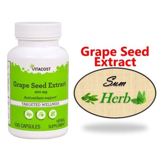 (พร้อมส่ง) Vitacost Grape Seed Extract -- 200 mg - 100 Capsules. สารสกัด เมล็ดองุ่น บำรุง หัวใจ ผิว ชะลอแก่ ลดจุดด่างดำ