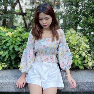 เสื้อครอปลายดอกแขน 4 ส่วน ~ Peony Top ~ Flower