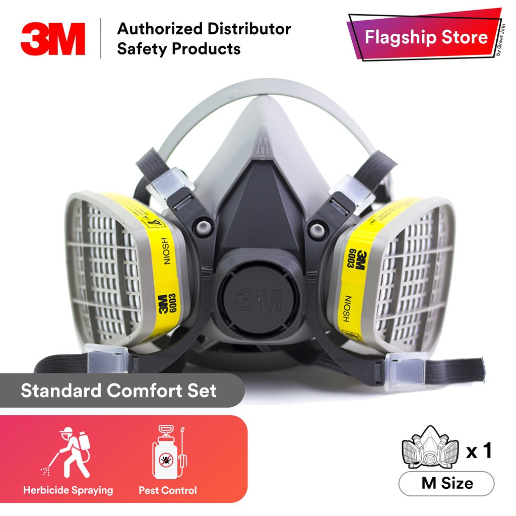 3M 6200 เครื่องช่วยหายใจ + 3M 6003 ชุดตลับหมึกแก๊สไอ/กรดอินทรีย์