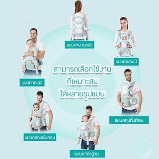 IUNYKเป้อุ้มเด็ก เป้อุ้มเด็กฝ้าย กระเป๋าอุ้มเด็ก 0-4 ปี Baby Carrier เป้อุ้มเด็กระบายอากาศ