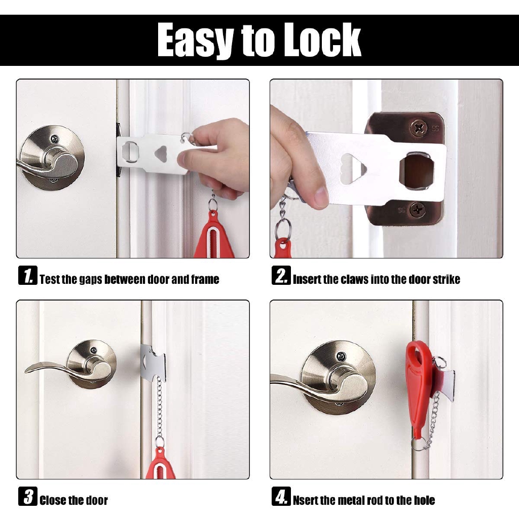 Portable Door Lock,Travel Lock Heavy Duty Safety Addalock Lockdown for