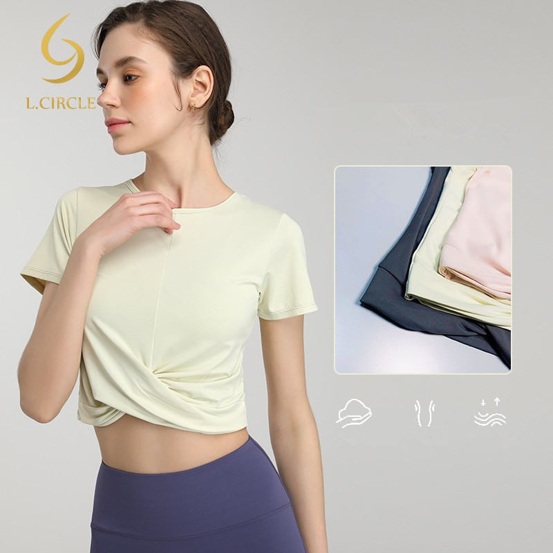 เสื้อแขนสั้น ระบายอากาศ ใส่เล่นกีฬา โยคะ วิ่ง สําหรับผู้หญิง