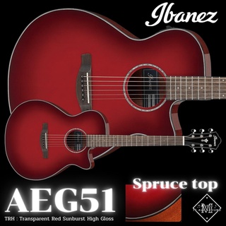 Acoustic กีตาร์โปร่งไฟฟ้า Ibanez AEG series รุ่นใหม่ AEG51-TRH