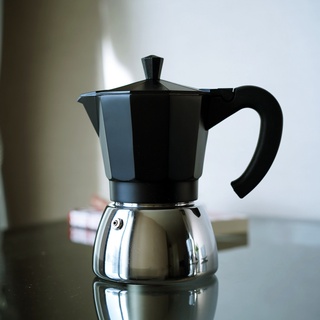 สีดำ 300 ml. เครื่องชงกาแฟ  กาต้มกาแฟ มอคค่าพอท ฐานสแตนเลส Stainless Moka Pot Espresso