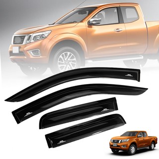 กันสาดประตู กันสาด รถกระบะ 2ประตู แค็บ CAB นิสสัน NAVARA NP 300 คิ้วกันสาด D23 NISSAN นาวาร่า NP300 2014+ สีดำ โลโก้ ขาว