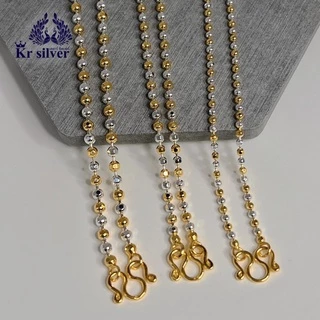 Kr silver [เงินแท้มีใบรับประกัน] สร้อยคอเงินแท้สองกษัตริย์ ขนาด 2 มิล 2.5 มิล 3 มิล/ ลายบอลตัด | N2K