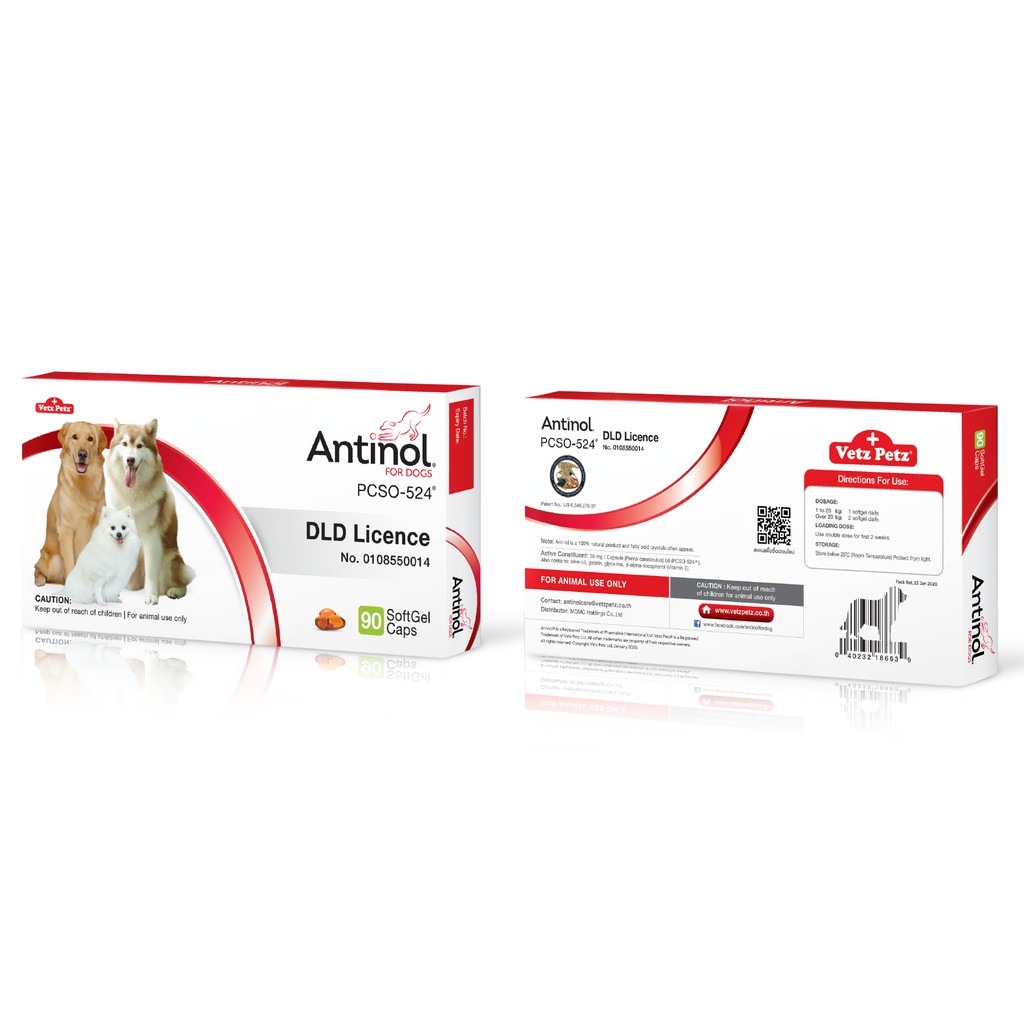 Antinol® for Dog 90 แคปซูล (อาหารเสริมแอนทินอลสำหรับสุนัข)