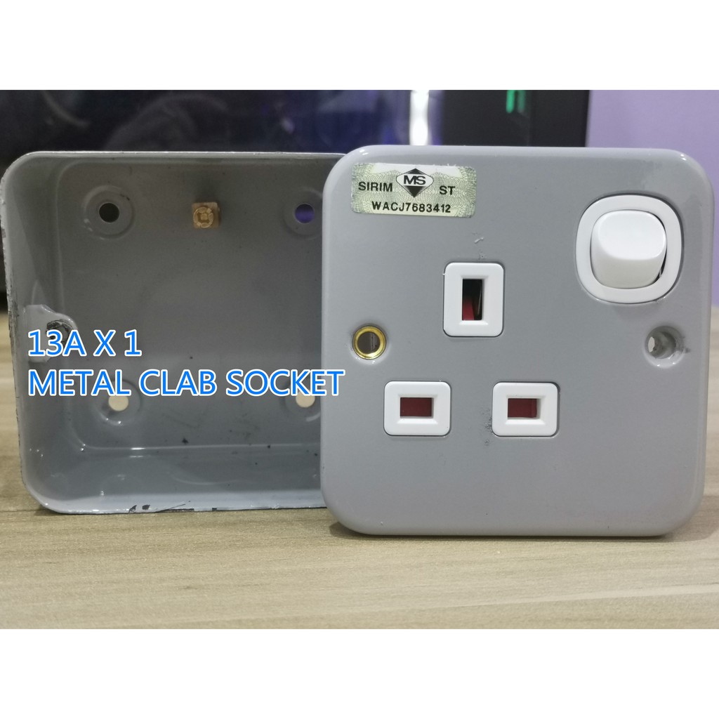 13a 1GANG สวิตช์โลหะซ็อกเก็ต / 13AMP M/CLAD 1G