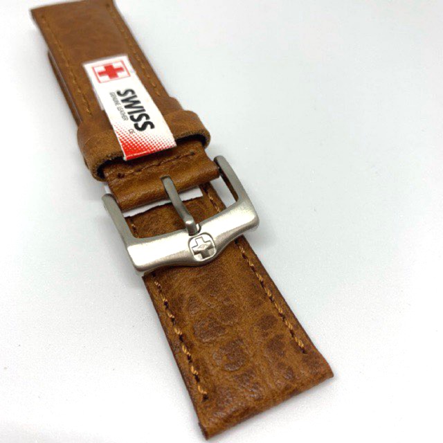 สายนาฬิกาหนังสีแทน SWISS GENUINE LEATHER ขนาด 18/20/22/24 mm