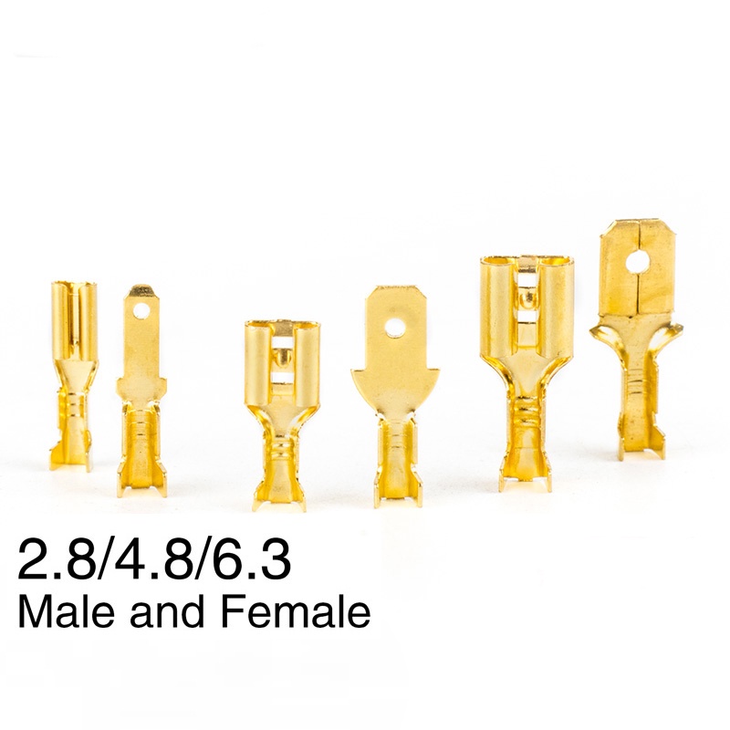 ขั้วจีบเชื่อมต่อทองเหลือง / เงินสําหรับรถยนต์ 2.8 / 4.8 / 6.3 มม. 50 ชิ้น / ล็อต