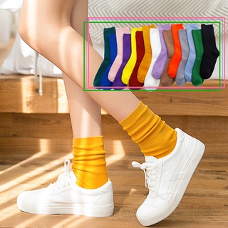 ราคาfashion socks middle ankle solid color