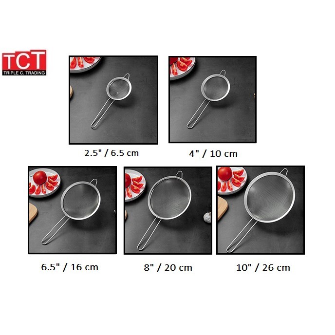 กระชอนตาถี่ กระชอนสแตนเลส กรองน้ำมัน ร่อนแป้ง กรองเก๊กฮวย กรองค็อคเทล ขนาด 6.5/10/16/20/22/24 ซม. Mesh Strainers - รูปที่ 7