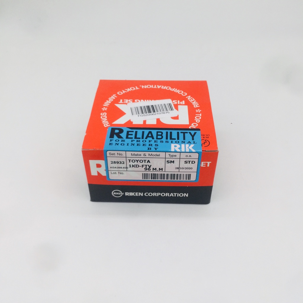 แหวนลูกสูบ TOYOTA 1KD-FTVยี่ห้อ RIKEN