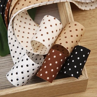 พร้อมส่ง ริบบิ้นผ้า ลายจุด ขนาด 2.5 และ 3.5 ซม.