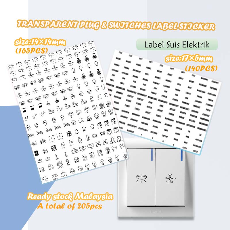 305PCS SWITCH สติกเกอร์ SYMBOL & WORD STIKER SUISS LABEL สติกเกอร์สวิทช์ไอคอน PLUG LABEL WALL SWITCH SWITCH LABELLING