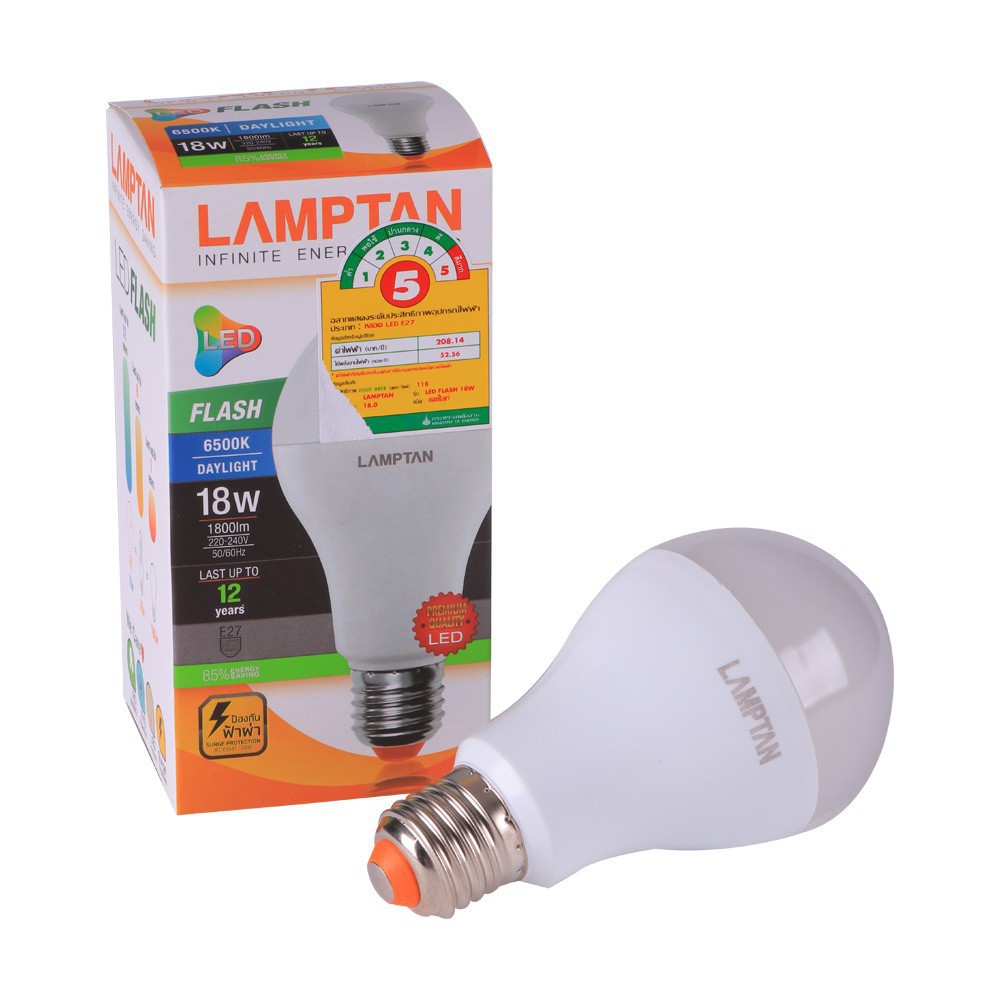 หลอด LED LED FLASH 18 W DAYLIGHT DAYLIGHT LAMPTAN หลอดไฟภายในบ้านเอนกประสงค์