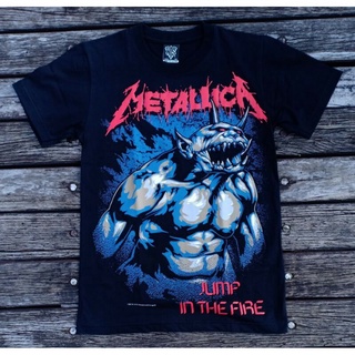 เสื้อยืดวินเทจเสื้อยืดผ้าฝ้าย 13R191 NTS METALLICA HEAVY METAL ROCK BAND JUMP IN THE FIRES-5XL