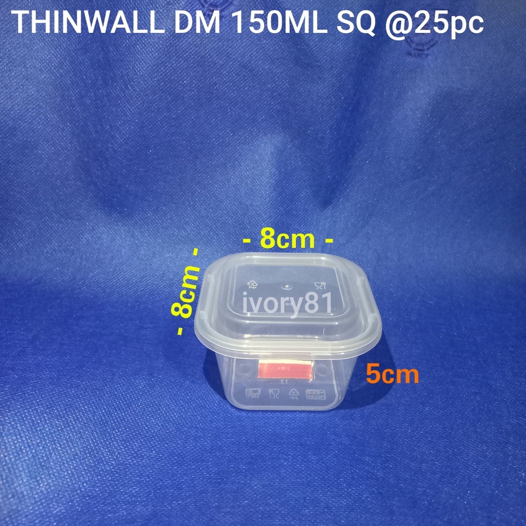 กล่องใส่อาหาร Thinwall 150ml กล่อง SQ / ถ้วยสลัด 150ml / ถ้วยพุดดิ้ง / กล่องขนมหวาน