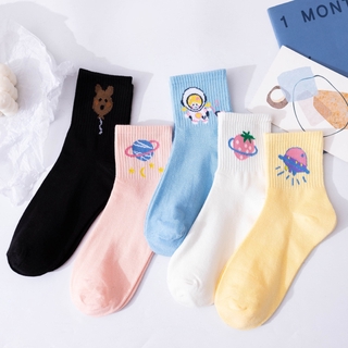 Women Socks Medium College Style Comfortable Cotton Fashion Women Girl Middle Tube Socks