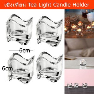 เชิงเทียน  ที่ใส่เทียน เชิงเทียนยุโรป แก้ว 6x6ซม. (4อัน) Tea Light Candles Holder T Lights Holder Glass 6x6cm (4 units)