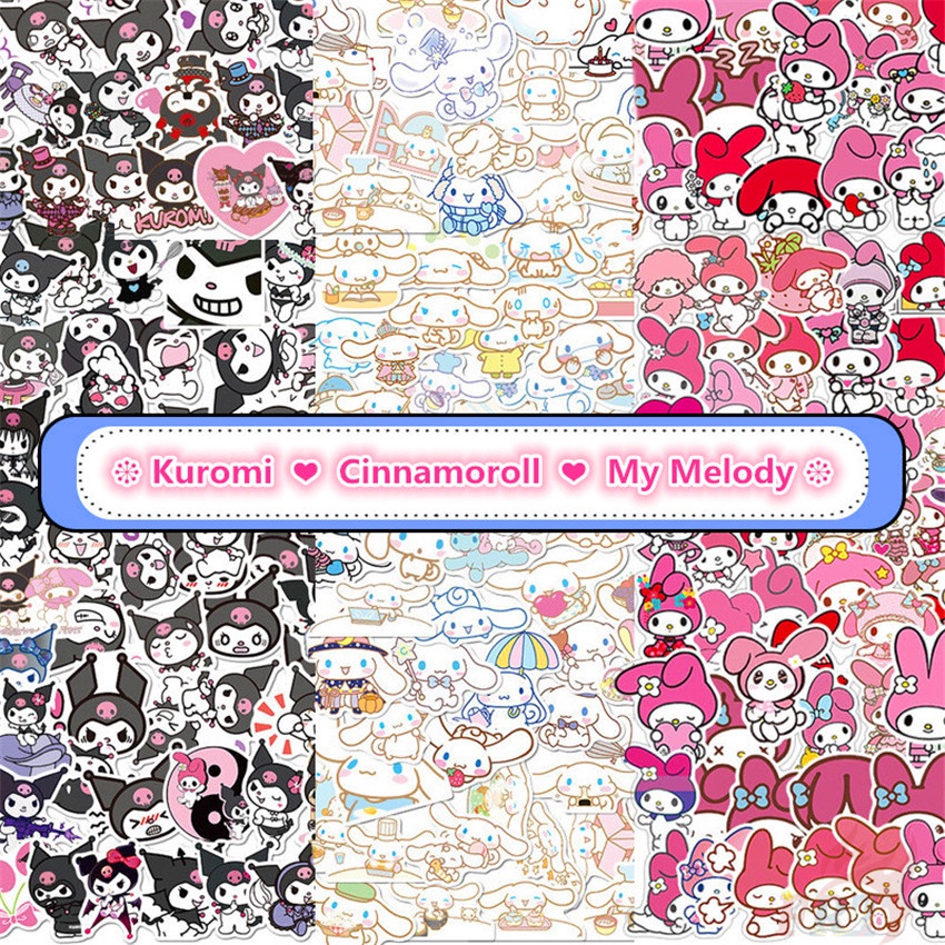 45Pcs/90Pcs Sanrio - Kuromi / Cinnamoroll / My Melody Mini สติ๊กเกอร์ Cartoon Anime DIY Fashion Decals Doodle สติ๊กเกอร์